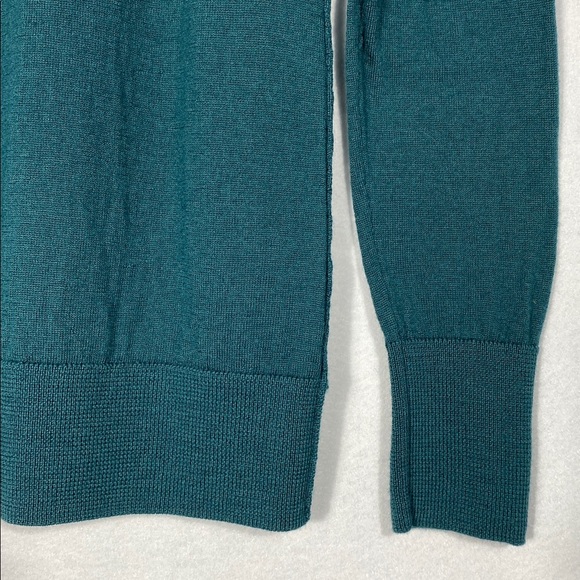 Halogen 100% Merino Wool Dark Green V-Neck Cardigan Sweater size large - Picture 8 of 12
